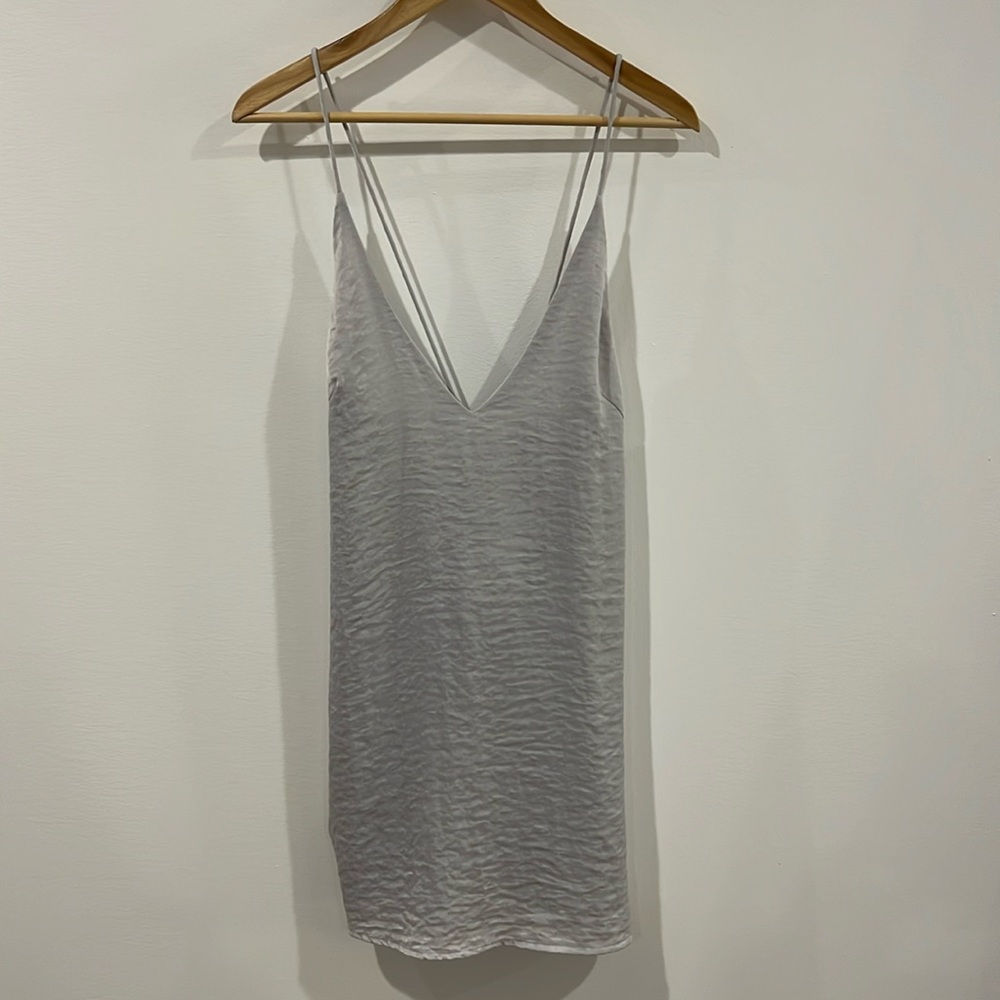 ÉCRU LAB GRAY SILK MINI DRESS SIZE LARGE